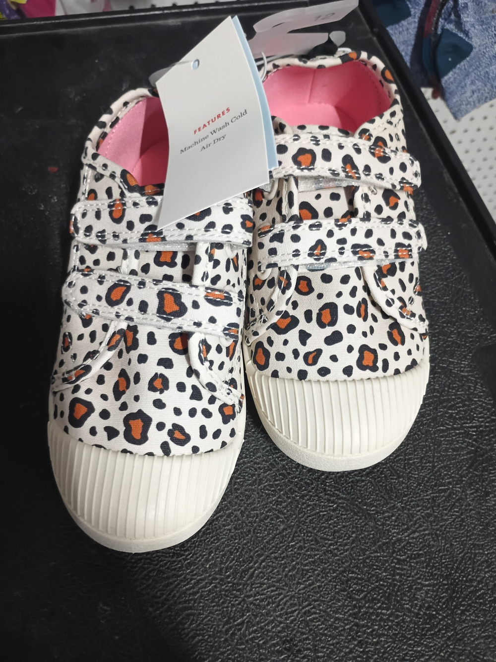 Cat & Jack White Leopard Print Sneakers with Orange Accents